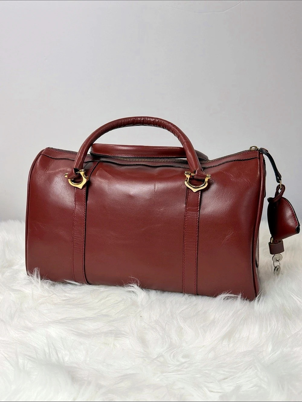 Cartier Must de Cartier Bordeaux Leather Boston Bag - Picture 3 of 16